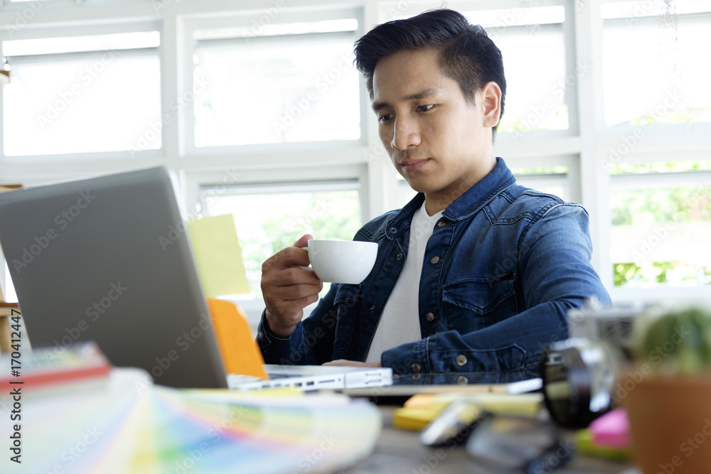 Graphic designer working. Graphic designer working.