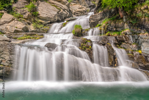 Lillaz waterfalls near Cogne, Gran Paradiso national park, Aosta Valley in the Alps, Italy © Delphotostock