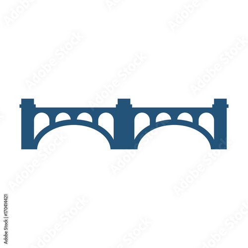 Arched bridge with columns silhouette vector illustration icon isolated