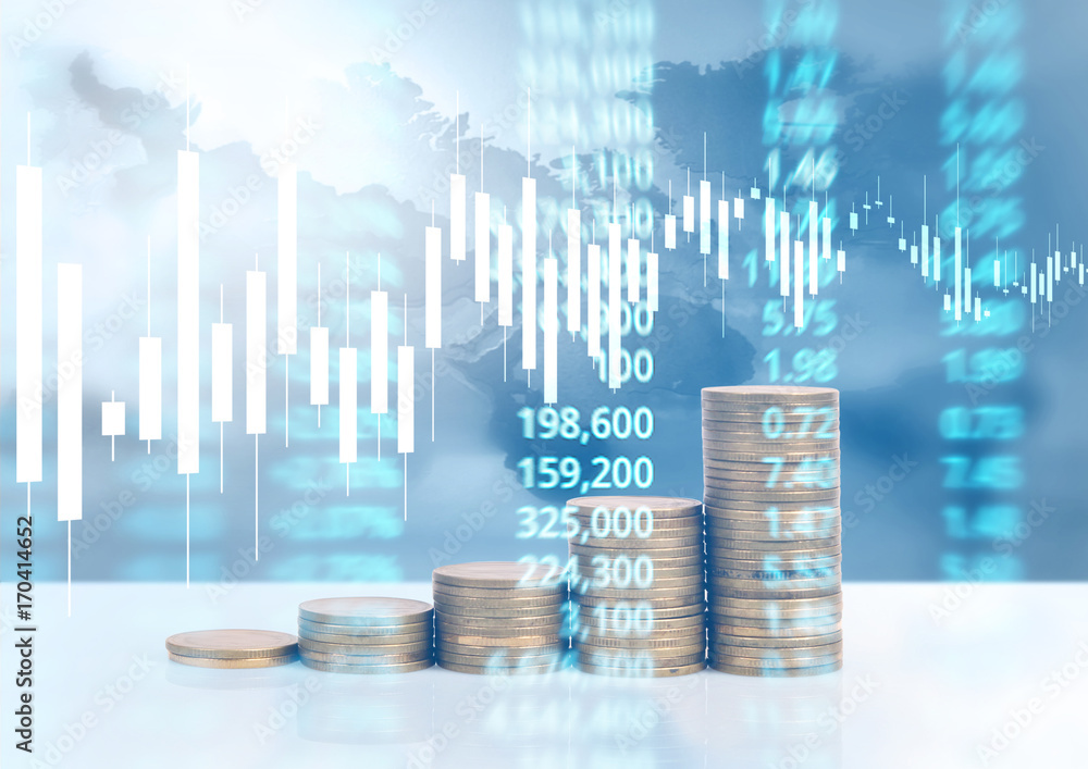 graph coins stock finance business concept graph coins stock finance business concept