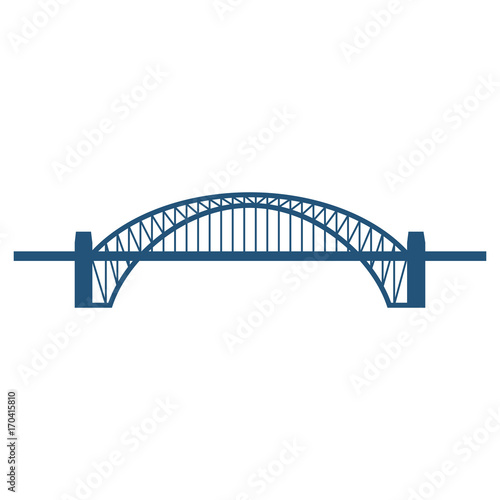 Sydney Harbour Bridge flat blue icon isolated on white