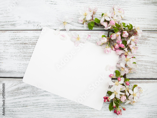 apple blossoms with card