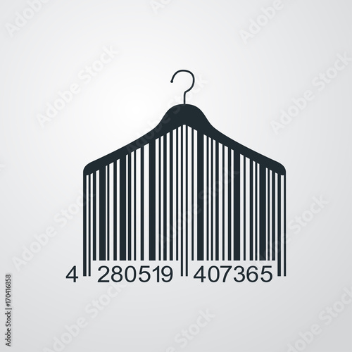 Icono plano codigo de barras percha en fondo degradado