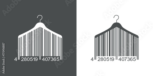 Icono plano codigo de barras percha gris y blanco