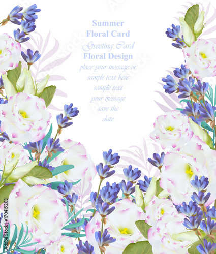Summer watercolor flowers. Vector beauty invitation card background