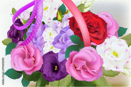 Realistic Floral bouquet Vector isolated on white. Beautiful decor detailed i...
