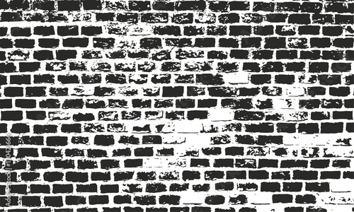 Brick wall texture. Grunge vector urban background. Distressed surface for retro design.