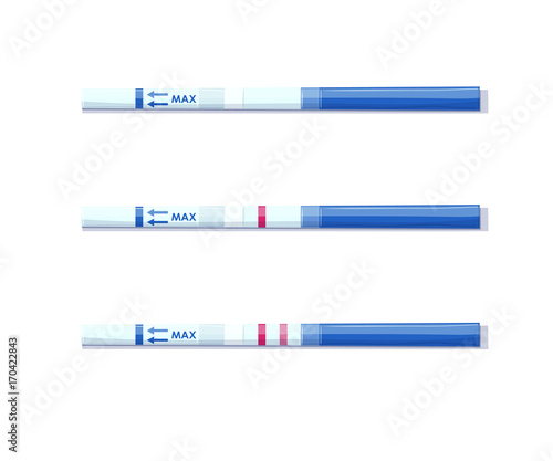 Pregnancy Tests Set. Positive and Negative Result. Examination test pregnant woman. Vector