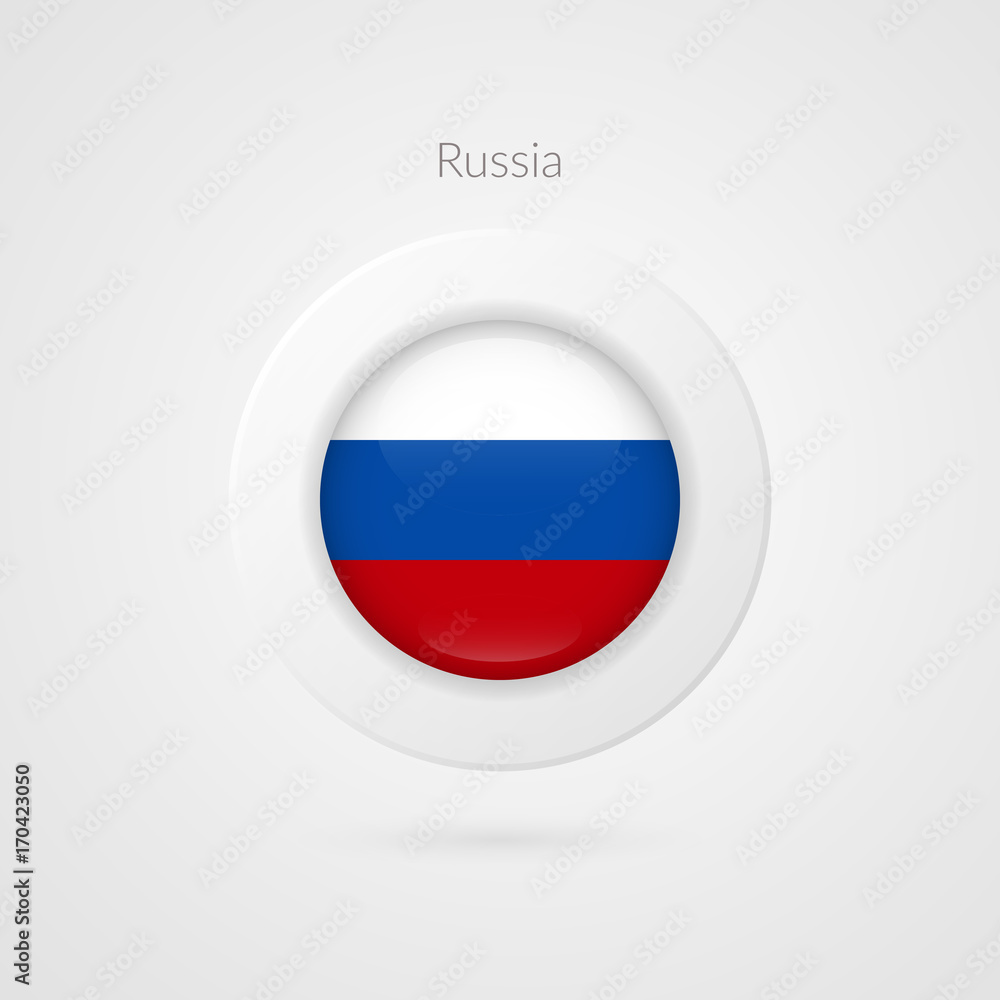 Russia emblem on Russian Federation flag design on Russia