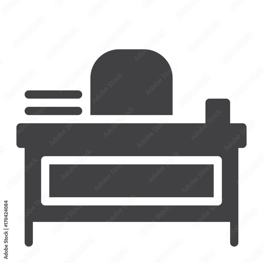Teacher desk icon vector, filled flat sign, solid pictogram isolated on white. Symbol, logo illustration. Pixel perfect graphics Teacher desk icon vector, filled flat sign, solid pictogram isolated on white. Symbol, logo illustration. Pixel perfect graphics