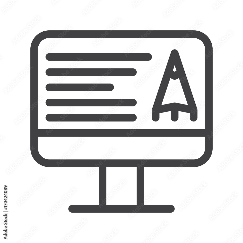 Computer monitor line icon, outline vector sign, linear style pictogram isolated on white. Symbol, logo illustration. Editable stroke. Pixel perfect graphics Computer monitor line icon, outline vector sign, linear style pictogram isolated on white. Symbol, logo illustration. Editable stroke. Pixel perfect graphics