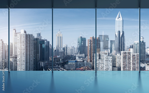 Photography overlooking the vehicle motion blur on shanghai elevated road junction and inter