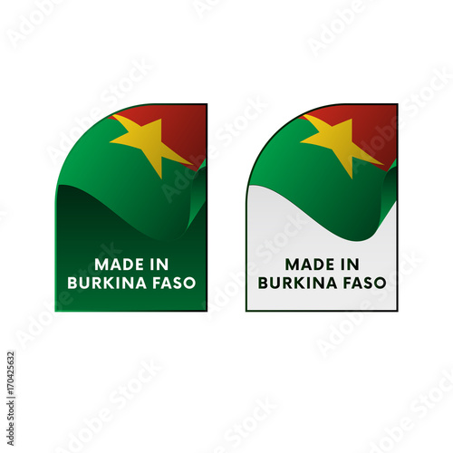 Stickers Made in Burkina Faso. Vector illustration.