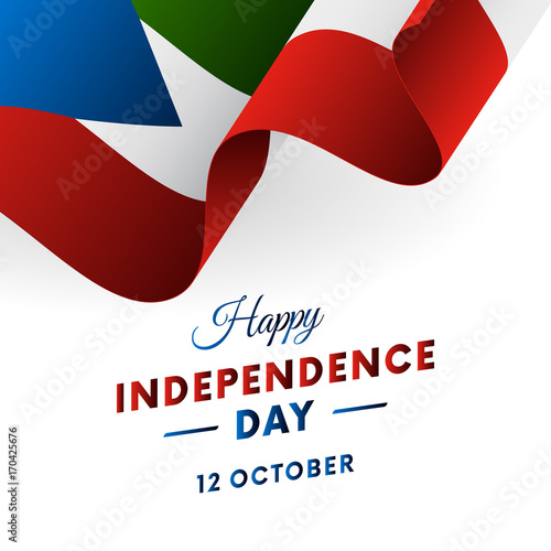 Banner or poster of Equatorial Guinea independence day celebration. Waving flag. Vector illustration.