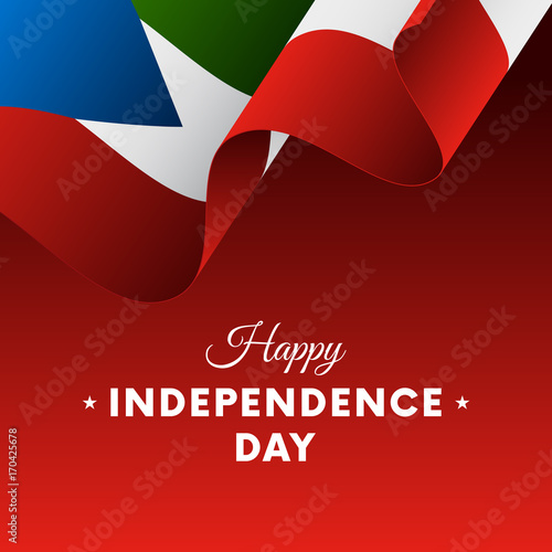 Banner or poster of Equatorial Guinea independence day celebration. Waving flag. Vector illustration.