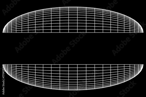 Wireframe Mesh Hemisphere Shell. Connection Structure. Digital Data Visualization Concept. Vector Illustration.