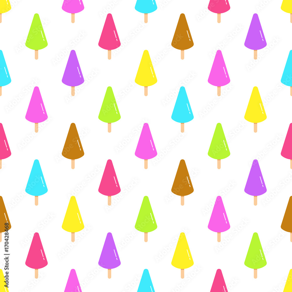 Ice cream colorful icon seamless pattern in geometric flat style. Festive sweet background. Ice cream colorful icon seamless pattern in geometric flat style. Festive sweet background.