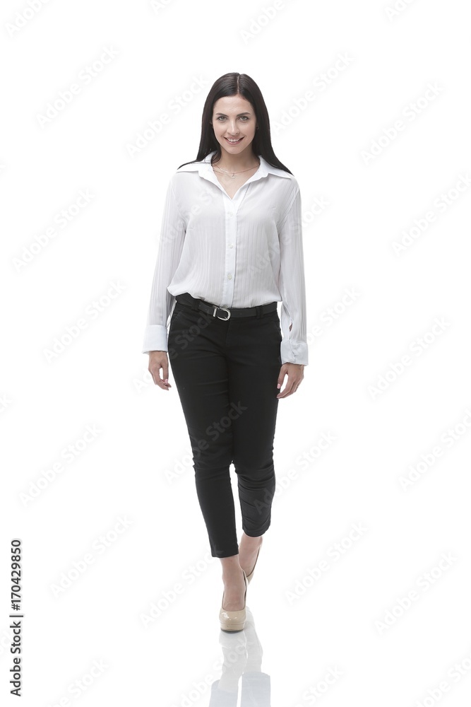 in full growth. modern young business woman. in full growth. modern young business woman.
