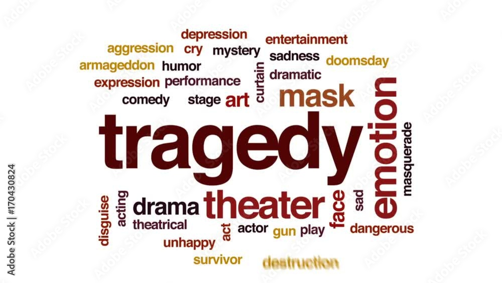 Tragedy animated word cloud, text design animation. Tragedy animated word cloud, text design animation.