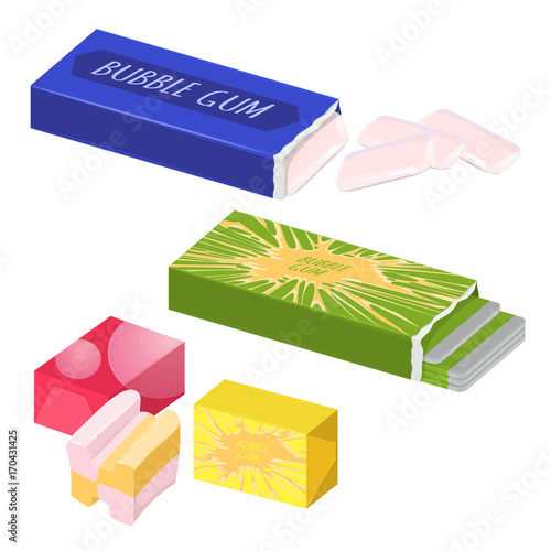 Collection of various types of bubble gums illustration