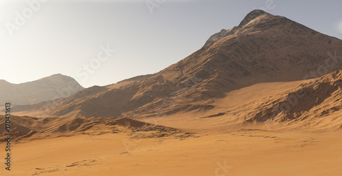 Fototapeta Naklejka Na Ścianę i Meble -  Mars - the red planet. Martian landscape and dust in the atmosphere. 3D illustration