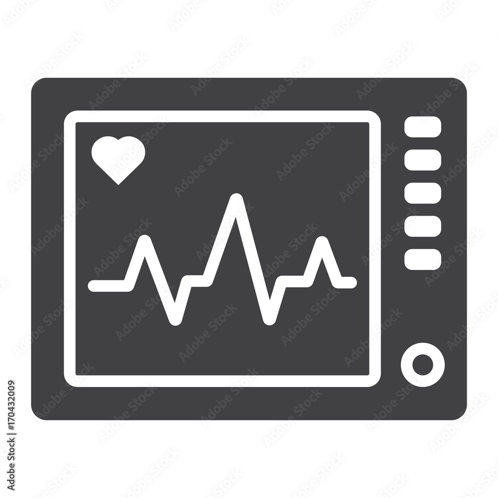Ecg Machine glyph icon, medicine and healthcare, heartbeat sign vector graphics, a solid pattern on a white background, eps 10. Ecg Machine glyph icon, medicine and healthcare, heartbeat sign vector graphics, a solid pattern on a white background, eps 10.
