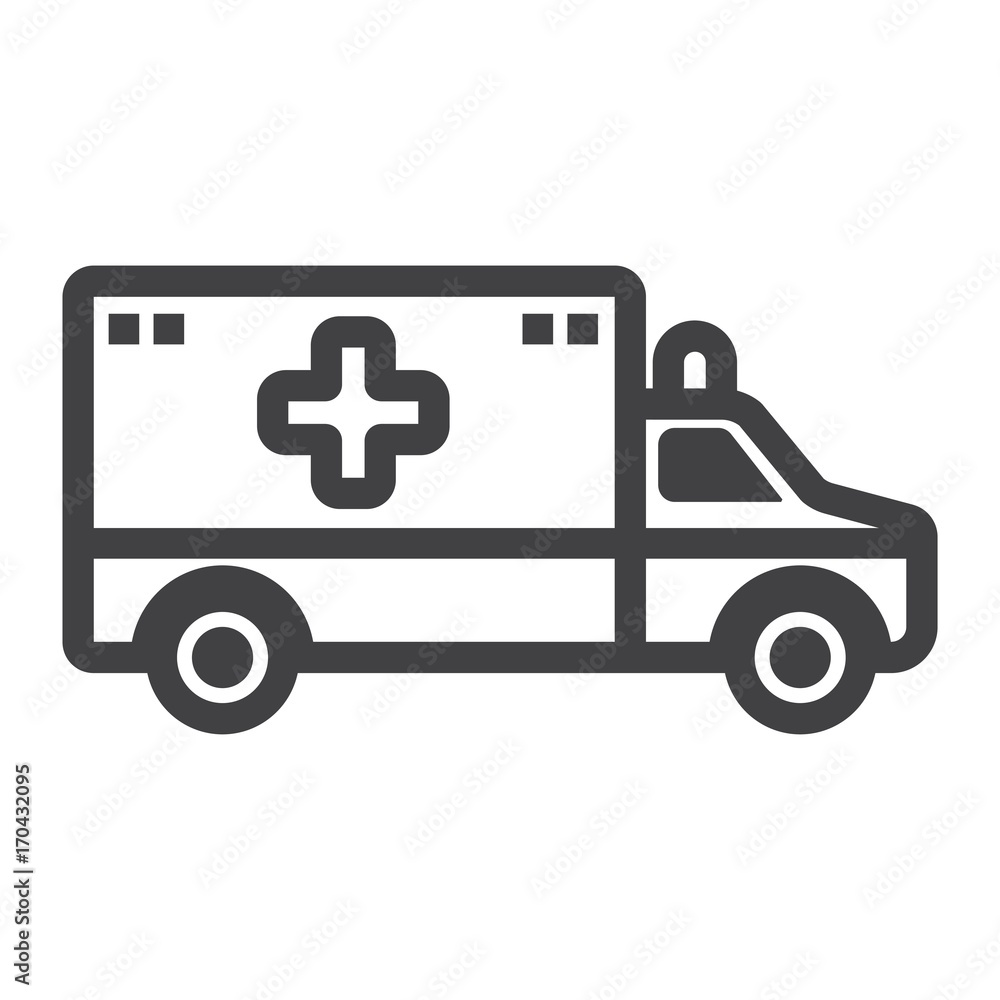 Ambulance line icon, medicine and healthcare, transport sign vector graphics, a linear pattern on a white background, eps 10.