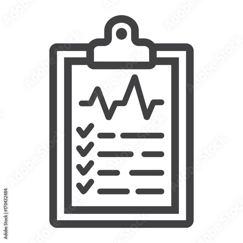 Medical clipboard line icon, medicine and healthcare, document sign vector graphics, a linear pattern on a white background, eps 10.