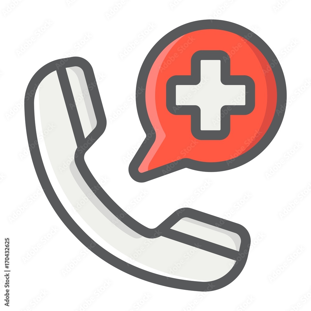Emergency call filled outline icon, medicine and healthcare, medical support sign vector graphics, a colorful line pattern on a white background, eps 10. Emergency call filled outline icon, medicine and healthcare, medical support sign vector graphics, a colorful line pattern on a white background, eps 10.
