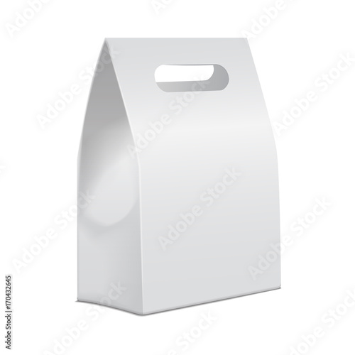 White 3d model cardboard take away food box mock up. Empty product container template, isolated vector illustration