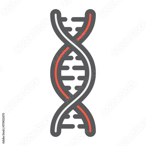 DNA filled outline icon, medicine and healthcare, genetic sign vector graphics, a colorful line pattern on a white background, eps 10.