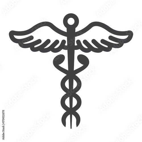 Caduceus line icon, medicine and healthcare, pharmacy sign vector graphics, a linear pattern on a white background, eps 10.