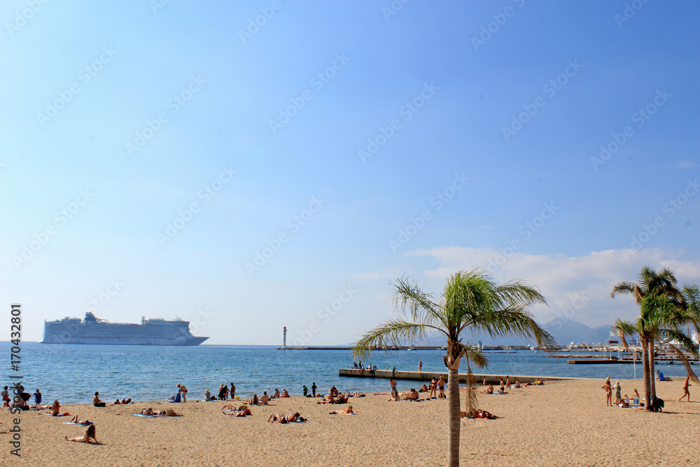 Beautiful beach in Cannes, France 