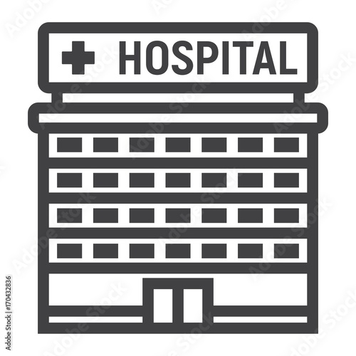 Hospital building line icon, medicine and healthcare, architecture sign vector graphics, a linear pattern on a white background, eps 10.