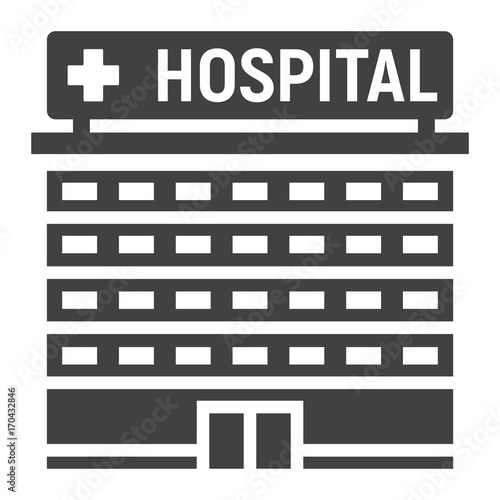 Hospital building glyph icon, medicine and healthcare, architecture sign vector graphics, a solid pattern on a white background, eps 10.