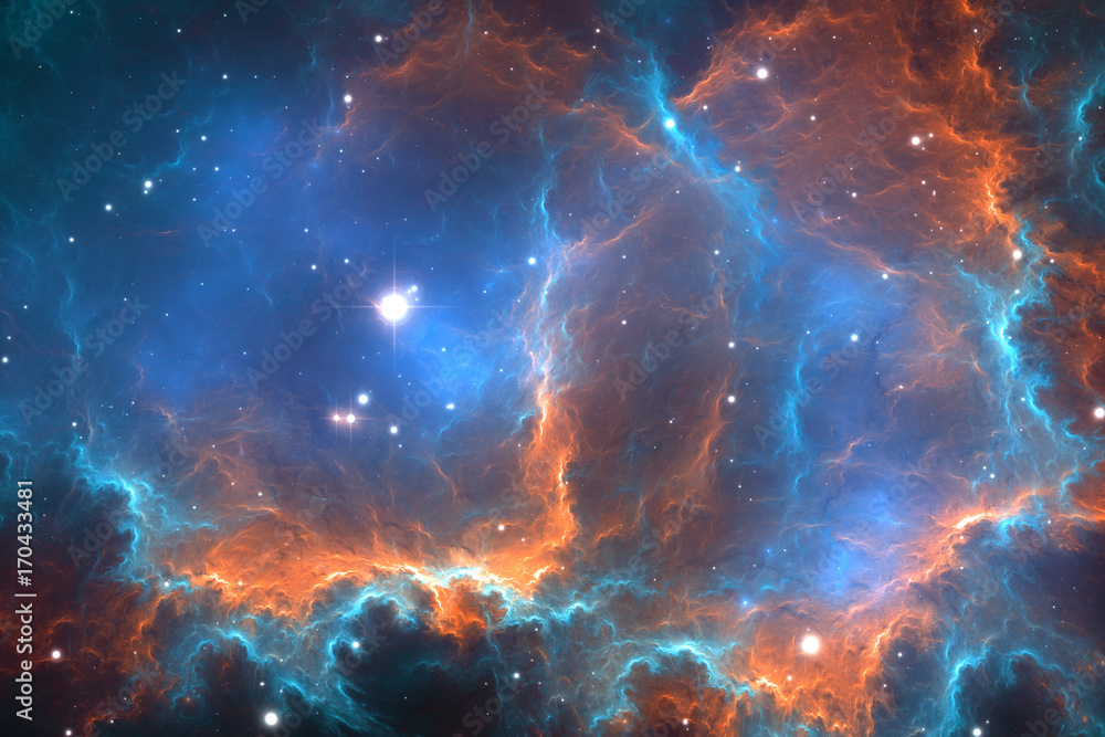 Abstract space nebula background, for use with projects on science, research, and education. 3d illustration