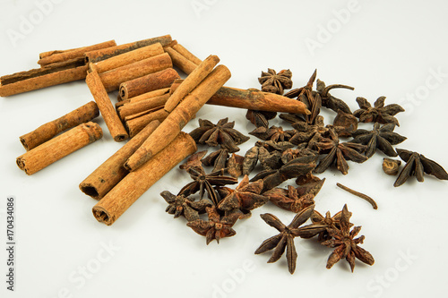 Wallpaper Mural Star anise and cinnamon on white background Torontodigital.ca