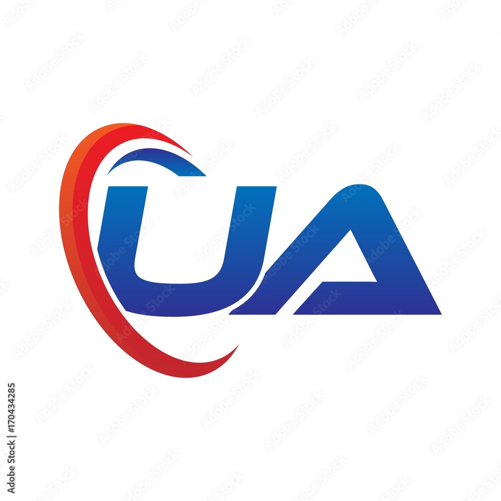 modern dynamic vector initial letters logo ua with circle swoosh red blue modern dynamic vector initial letters logo ua with circle swoosh red blue