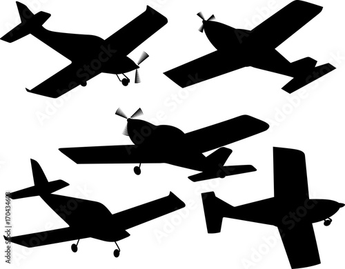 set of silhouettes of plane