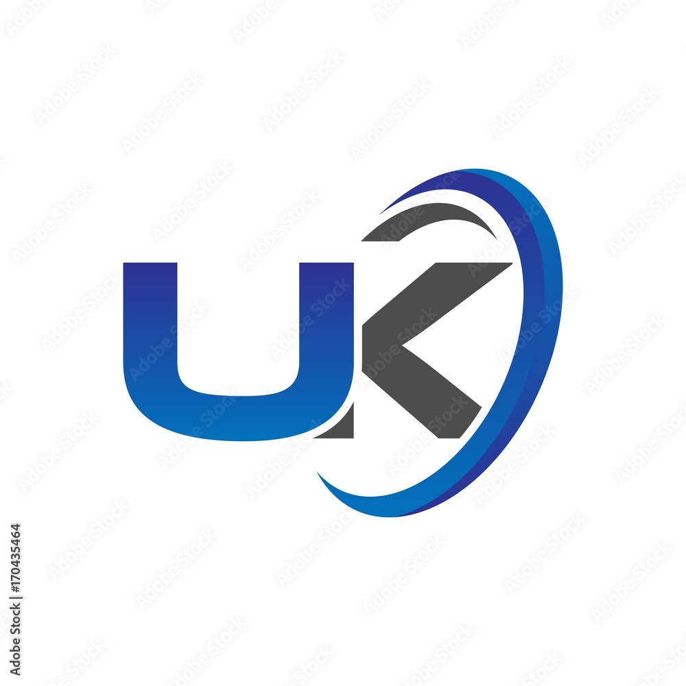 vector initial logo letters uk with circle swoosh blue gray vector initial logo letters uk with circle swoosh blue gray