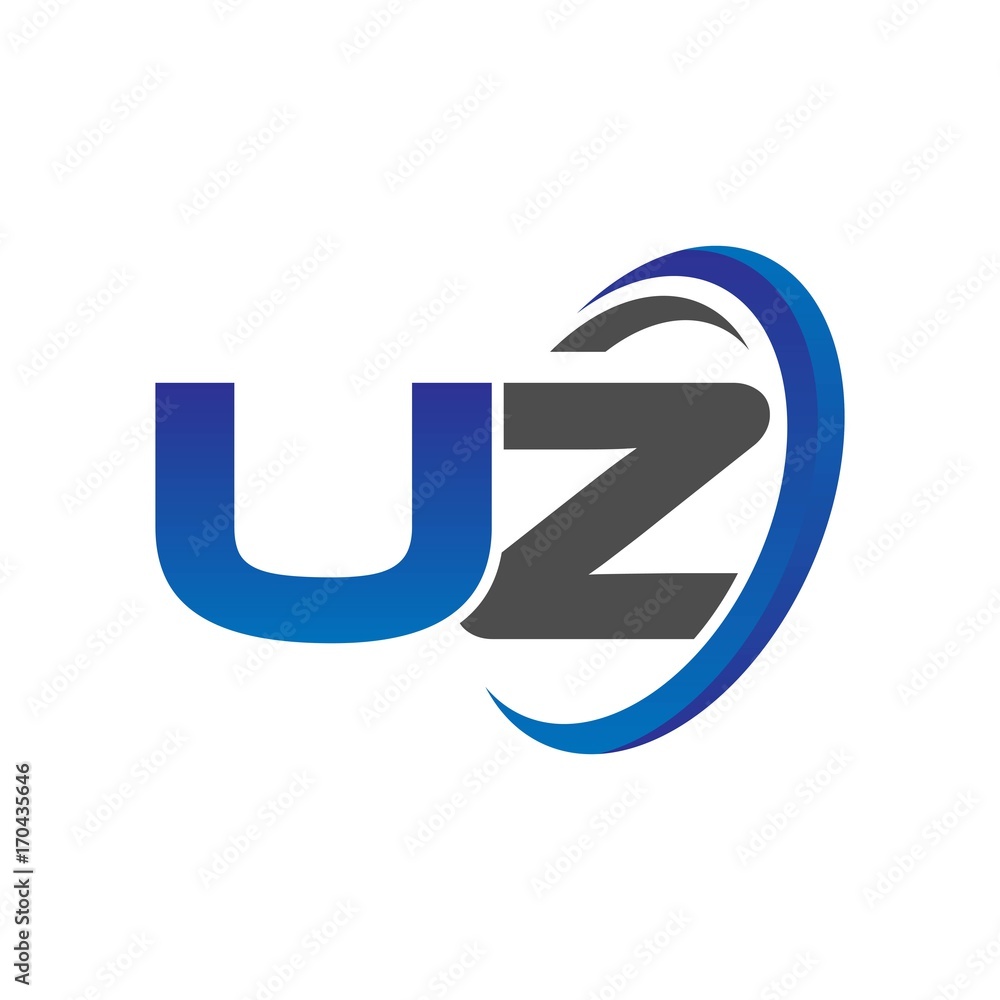 vector initial logo letters uz with circle swoosh blue gray vector initial logo letters uz with circle swoosh blue gray