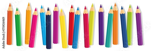 Vector collection crayons colored pencil loosely arranged