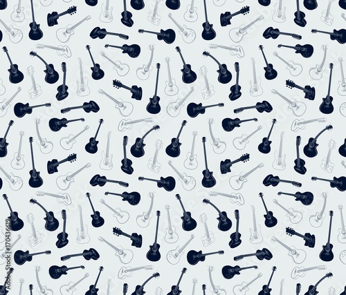Seamless background with guitars.