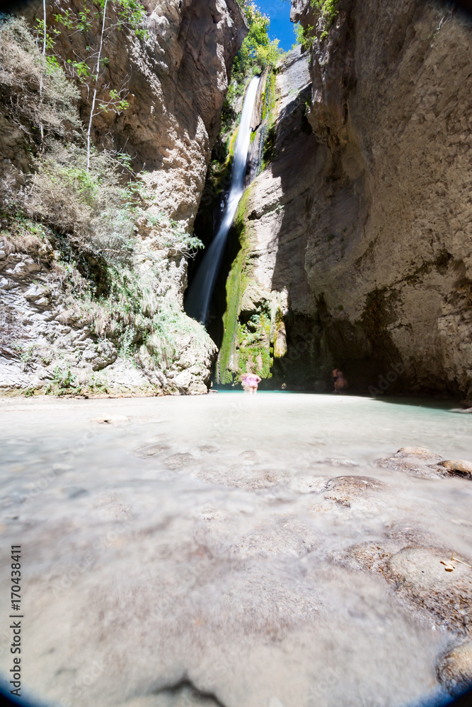 Fototapeta premium Impressive gorgeous waterfall with long exposure photography