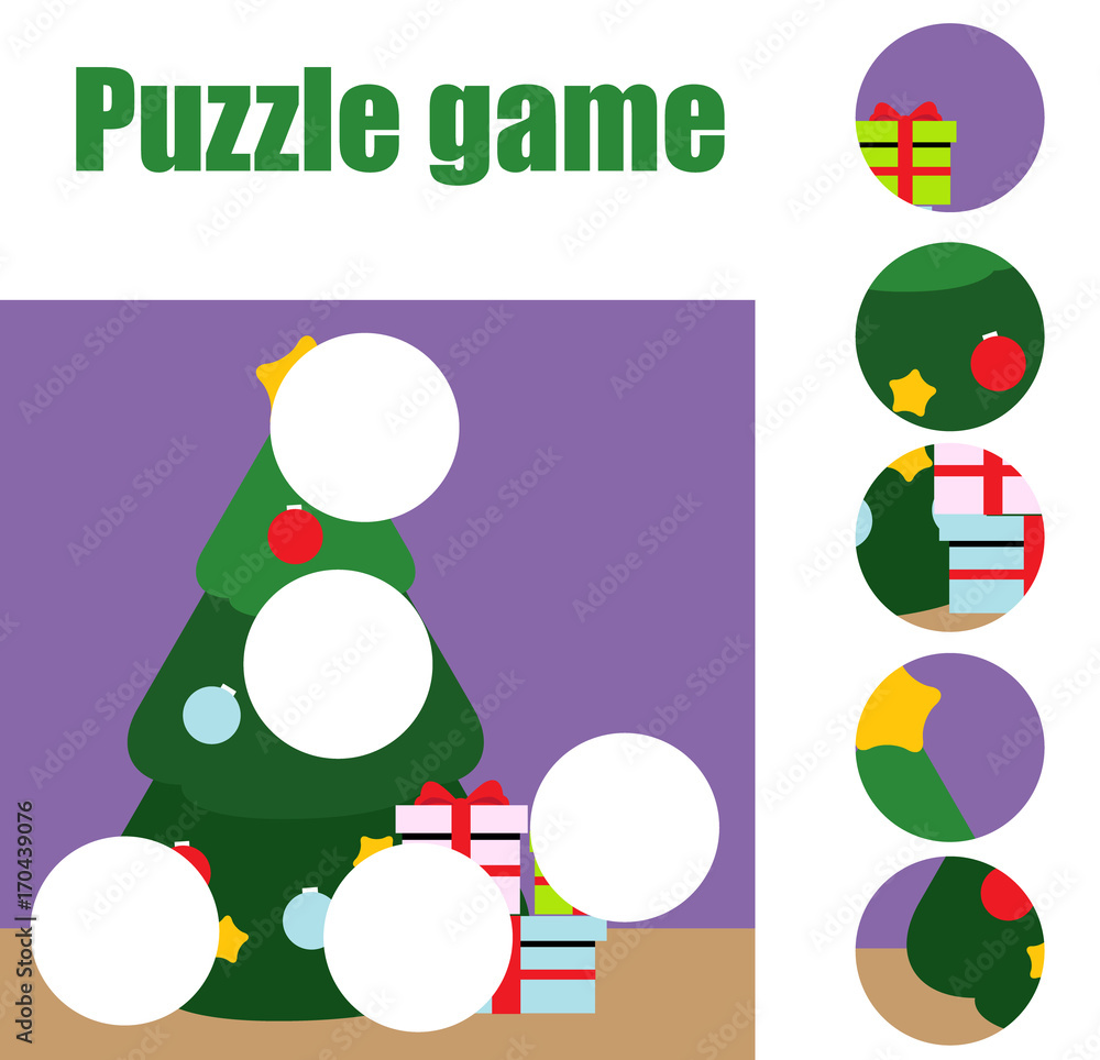 Puzzle for toddlers. Matching children educational game. Match pieces and complete the picture. Activity for pre school years kids. christmas, winter holidays theme
