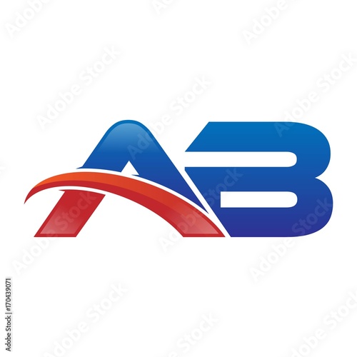 modern vector initial letters logo swoosh ab red blue