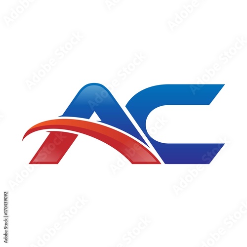 modern vector initial letters logo swoosh ac red blue