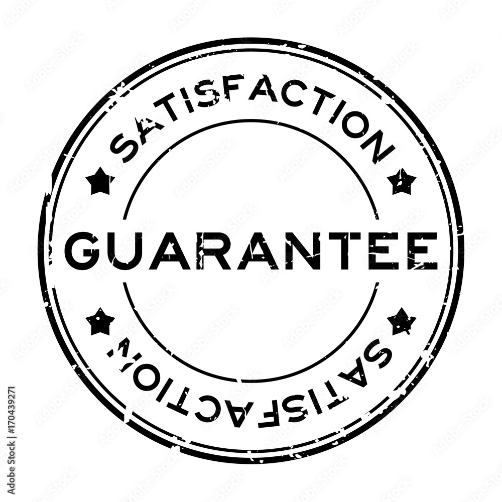 Grunge guarantee satisfaction round rubber seal stamp on white background