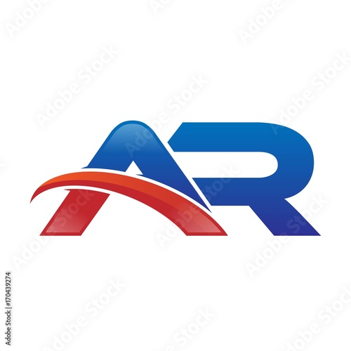 modern vector initial letters logo swoosh ar red blue