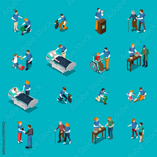 Volunteer Charity Isometric People Set